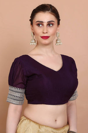 Violet Embroidered Silk Blouse