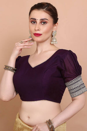 Violet Embroidered Silk Blouse