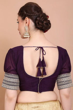 Violet Embroidered Silk Blouse