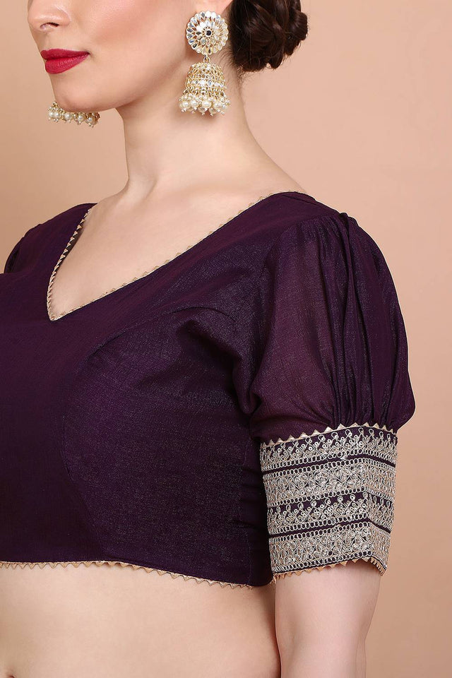 Violet Embroidered Silk Blouse