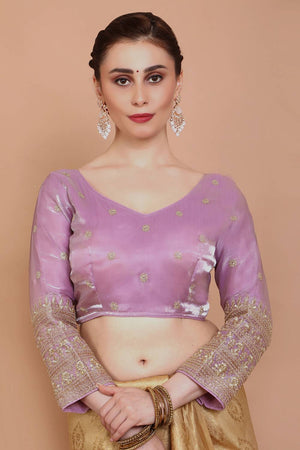 Pink Embroidered Organza Blouse