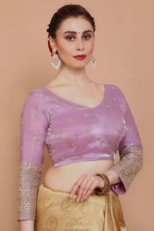 Pink Embroidered Organza Blouse