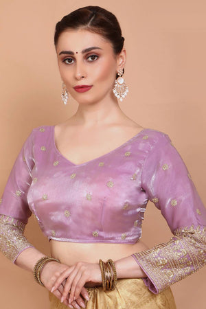 Pink Embroidered Organza Blouse