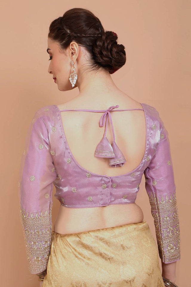 Pink Embroidered Organza Blouse