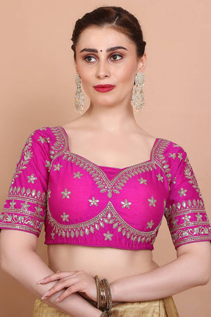 Pink Embroidered Silk Blouse