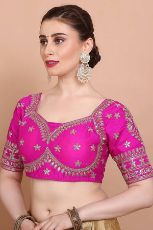 Pink Embroidered Silk Blouse