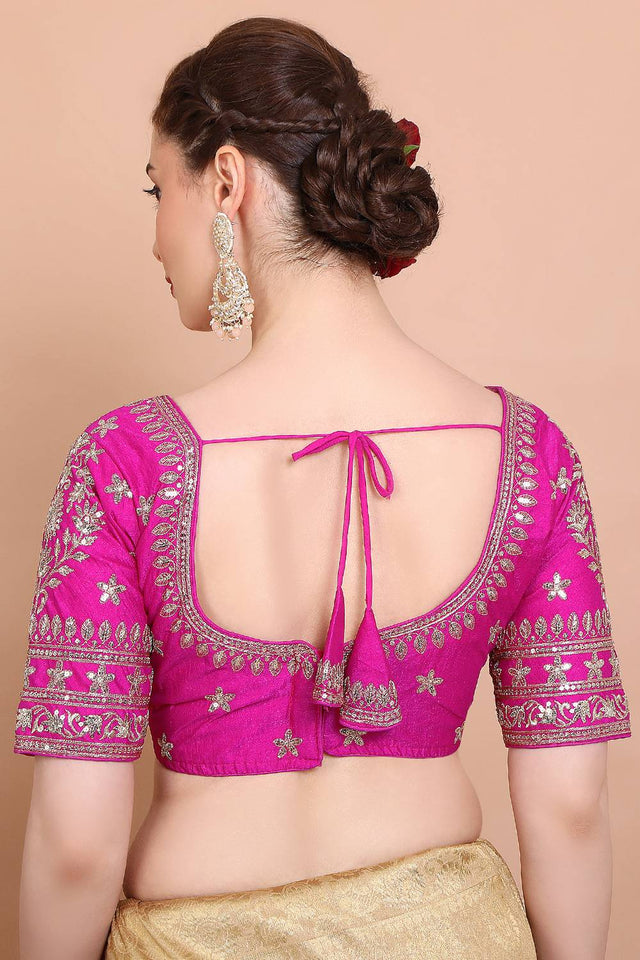 Pink Embroidered Silk Blouse