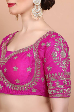 Pink Embroidered Silk Blouse