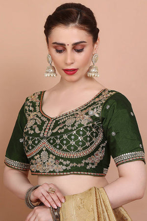 Green Embroidered Silk Blouse