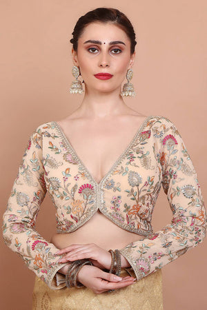 Cream Embroidered Georgette Blouse
