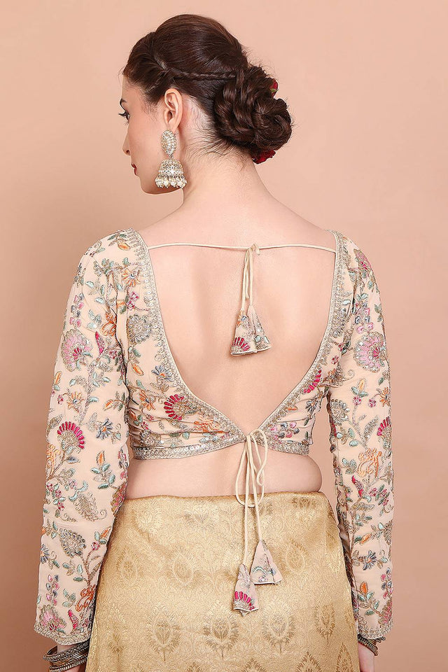 Cream Embroidered Georgette Blouse