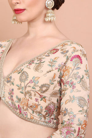 Cream Embroidered Georgette Blouse