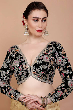 Black Embroidered Georgette Blouse