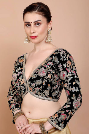 Black Embroidered Georgette Blouse