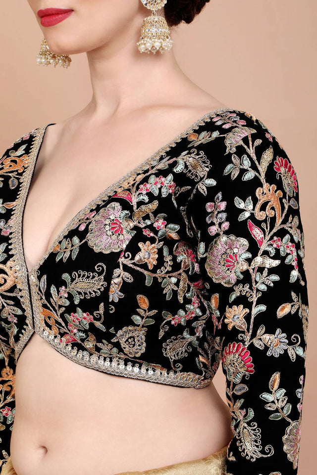 Black Embroidered Georgette Blouse