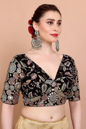 Black Embroidered Georgette Blouse