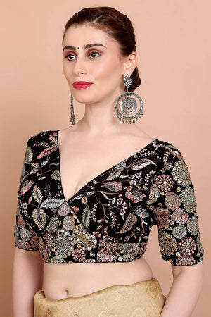 Black Embroidered Georgette Blouse