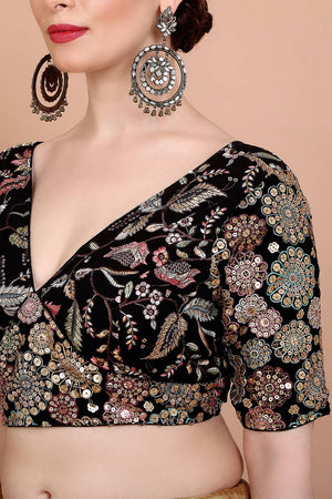 Black Embroidered Georgette Blouse