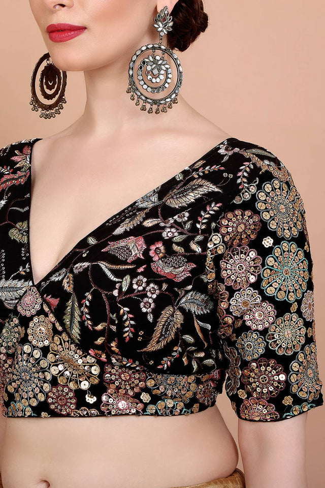 Black Embroidered Georgette Blouse