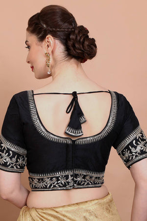 Black Embroidered Silk Blouse