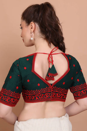 Green Embroidered Cotton Blouse