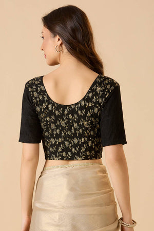 Black Printed Lycra Blouse