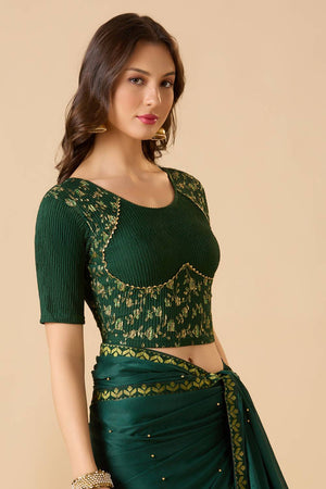 Green Printed Lycra Blouse