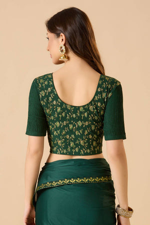 Green Printed Lycra Blouse