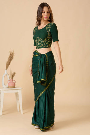 Green Printed Lycra Blouse