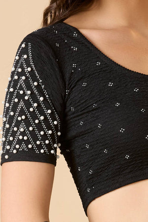 Black Printed Lycra Blouse