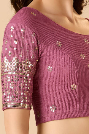 Mauve Embellished Lycra Blouse