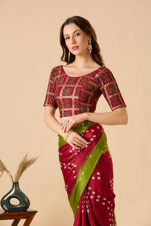 Maroon Printed Lycra Blouse
