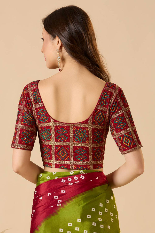 Maroon Printed Lycra Blouse