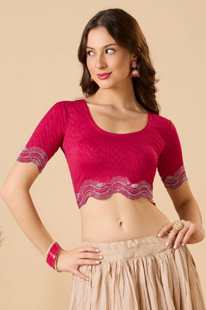 Pink Printed Lycra Blouse