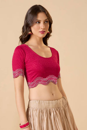 Pink Printed Lycra Blouse