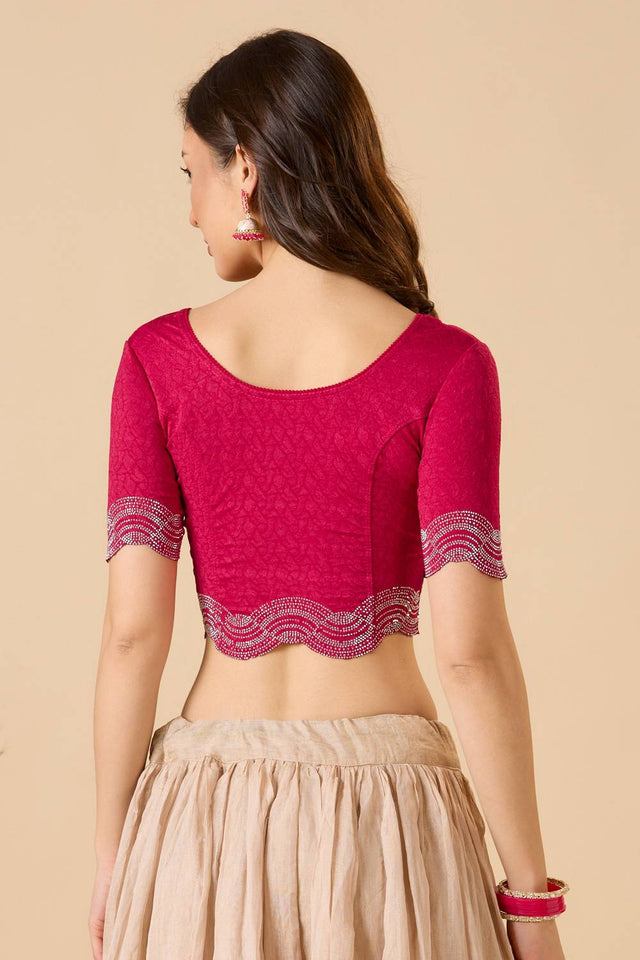 Pink Printed Lycra Blouse