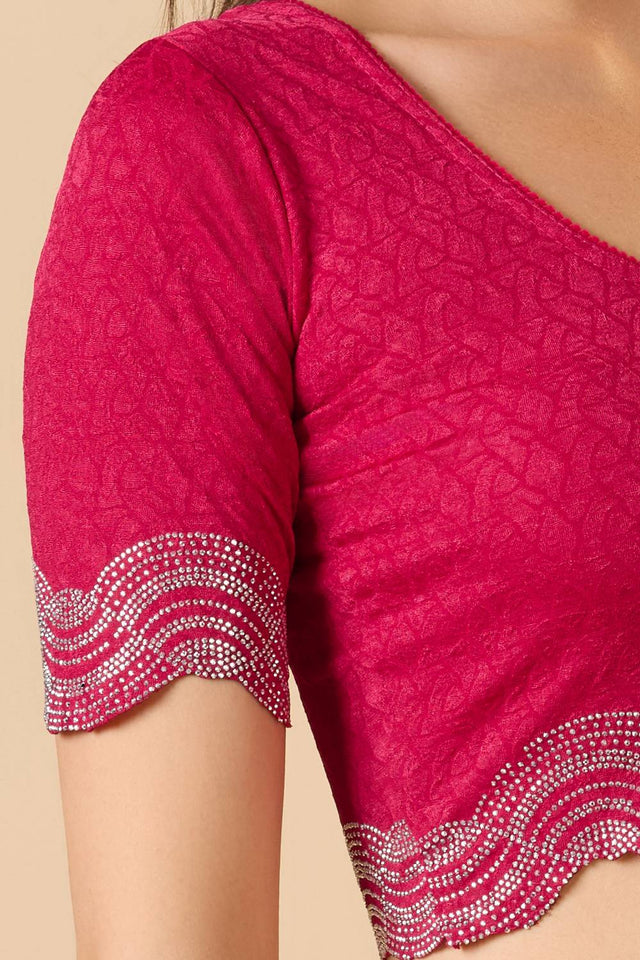 Pink Printed Lycra Blouse