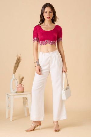 Pink Printed Lycra Blouse