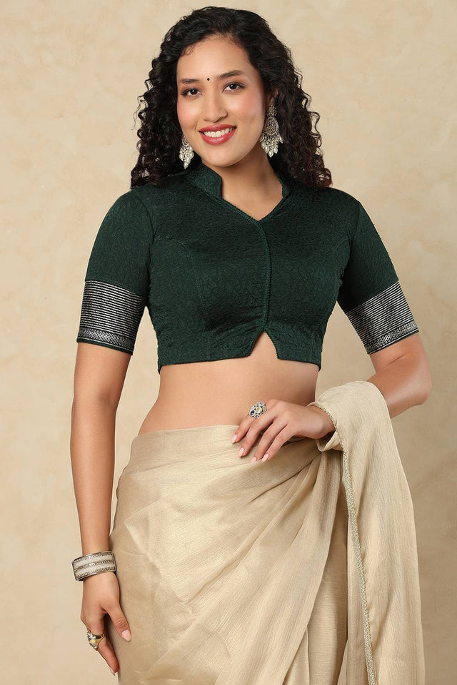 Green Foil Print Lycra Blouse