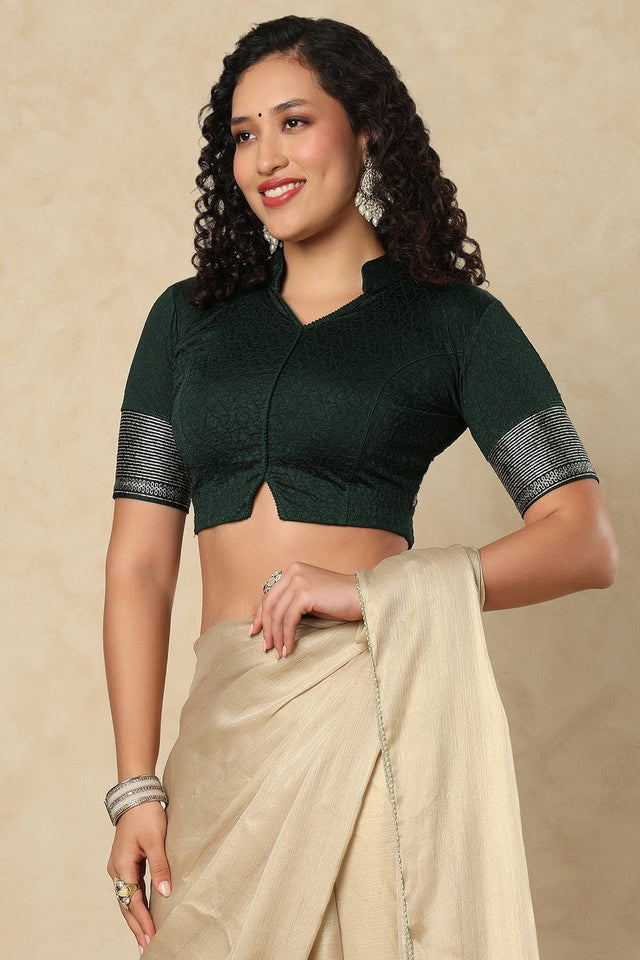 Green Foil Print Lycra Blouse