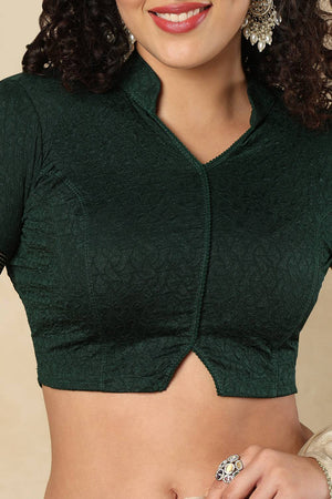 Green Foil Print Lycra Blouse