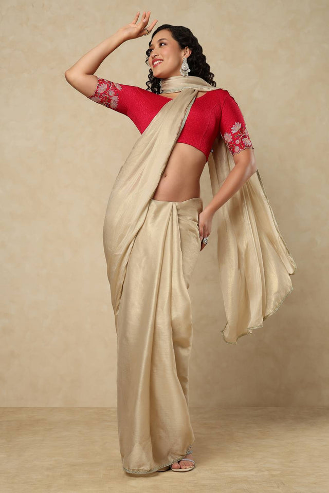 Dark Pink Embroidered Lycra Blouse