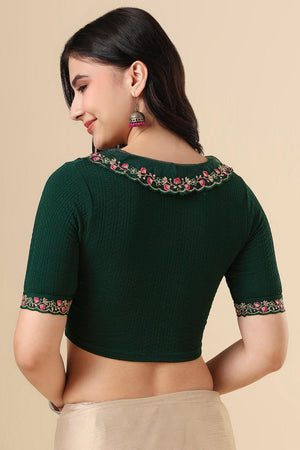 Green Embroidered Lycra Blouse (RF-0288-GREN)