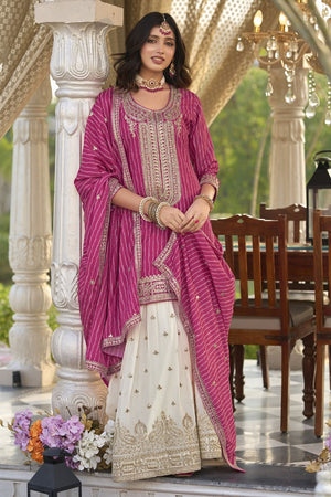 Pink Gotta Patti Chinon Sharara Suit Set