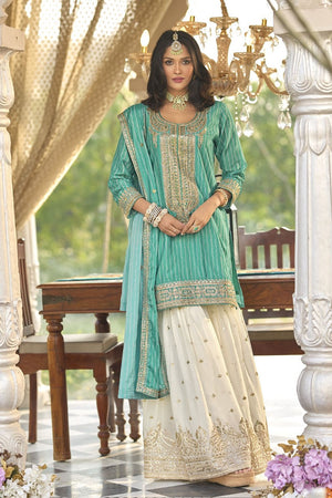 Green Gotta Patti Chinon Sharara Suit Set