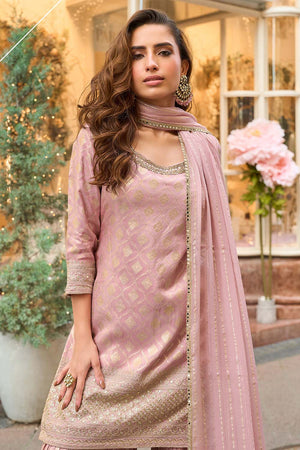 Pink Santoon Viscose Sharara Suits