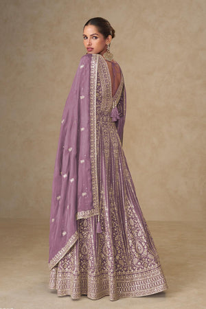 Purple Santoon Chinon Free Size Stitched Gown (RF30398)