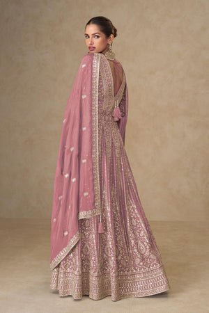 Pink Santoon Chinon Free Size Stitched Gown (RF30400)