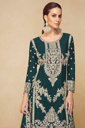Green Embroidered Chinon Pakistani Suit (RF30479)