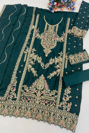 Green Embroidered Chinon Pakistani Suit (RF30479)